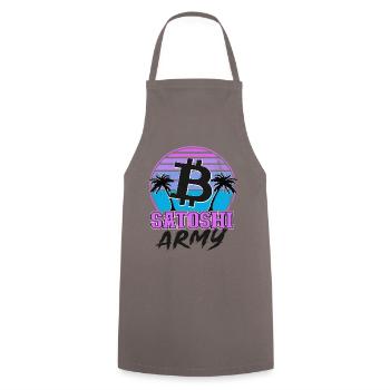 Satoshi Army Retrowave Crypto-monnaies Bitcoin - Tablier de cuisine - gris - Devant - AI Model Male 185 dark (185cm)