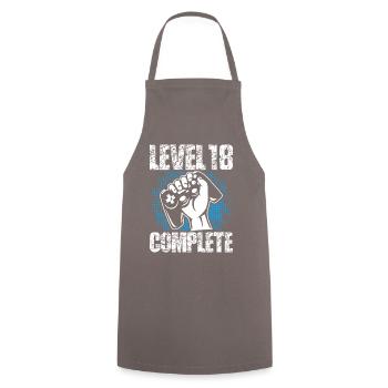 Level 18 Complete Birthday Gift 18 years - Cooking Apron - grey - Front - AI Model Male 185 dark (185cm)