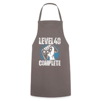 Level 40 Complete Birthday Gift 40 Years - Cooking Apron - grey - Front - AI Model Male 185 dark (185cm)