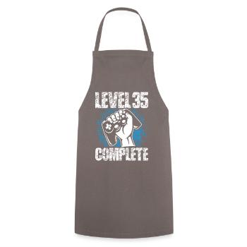 Level 35 Complete Birthday Gift 35 Years - Cooking Apron - grey - Front - AI Model Male 185 dark (185cm)
