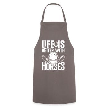 La vie est meilleure avec les chevaux Cheval de sport Cheval - Tablier de cuisine - gris - Devant - AI Model Male 185 dark (185cm)