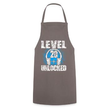 Level 20 Unlocked Birthday Gift 20 Years - Cooking Apron - grey - Front - AI Model Male 185 dark (185cm)
