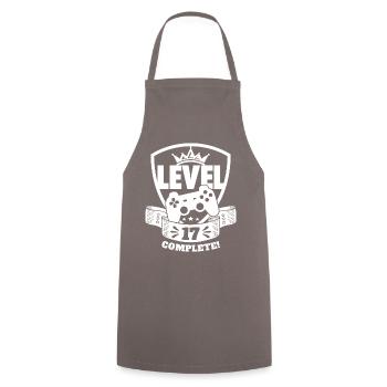 Niveau 17 Cadeau d’anniversaire complet 17 ans - Tablier de cuisine - gris - Devant - AI Model Male 185 dark (185cm)