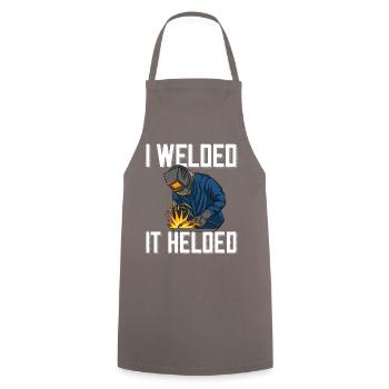 Welder saying for proud metal workers and - Cooking Apron - grey - Front - AI Model Male 185 dark (185cm)