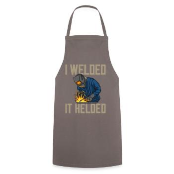 Welder saying for proud metal workers and - Cooking Apron - grey - Front - AI Model Male 185 dark (185cm)