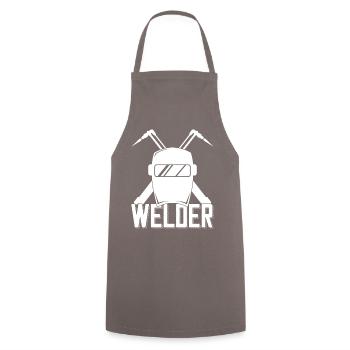 Welder helmet outfit for proud metalworkers - Cooking Apron - grey - Front - AI Model Male 185 dark (185cm)