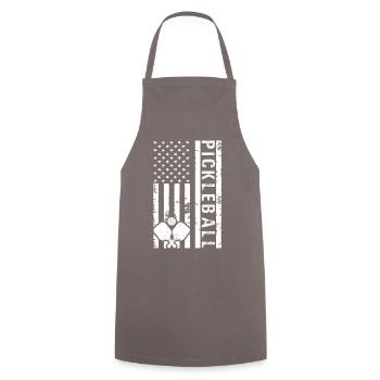 Pickleball Is My Therpy USA Flag Pickleballer - Cooking Apron - grey - Front - AI Model Male 185 dark (185cm)