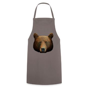 Brown Bear Head Bear Motif for Brown Bears Team or - Cooking Apron - grey - Front - AI Model Male 185 dark (185cm)