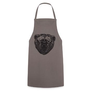 Brown bear head bear motif for brown bear team or - Cooking Apron - grey - Front - AI Model Male 185 dark (185cm)