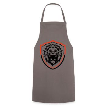 Löwe Tier Kopf Symbol Wappen - Kochschürze - Grau - Vorne - AI Model Male 185 dark (185cm)