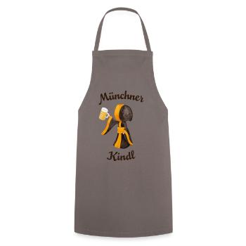 Münchner Kindl mit Masskrug und Bier - Kochschürze - Grau - Vorne - AI Model Male 185 dark (185cm)
