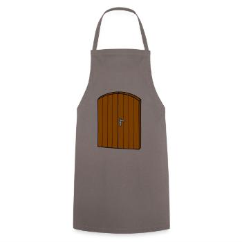 Tür aus Holz - Kochschürze - Grau - Vorne - AI Model Male 185 dark (185cm)