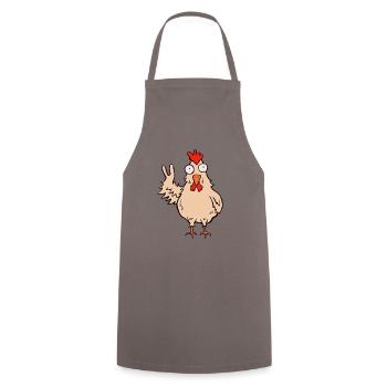 Lustige Frei Huhn- Victory chicken - Kochschürze - Grau - Vorne - AI Model Male 185 dark (185cm)