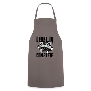 Level 19 Complete Birthday Gift 19 Years - Cooking Apron - grey - Front - AI Model Male 185 dark (185cm)