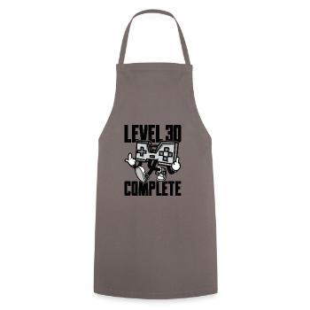 Level 30 Complete Geburtstagsgeschenk 30 Jahre - Kochschürze - Grau - Vorne - AI Model Male 185 dark (185cm)