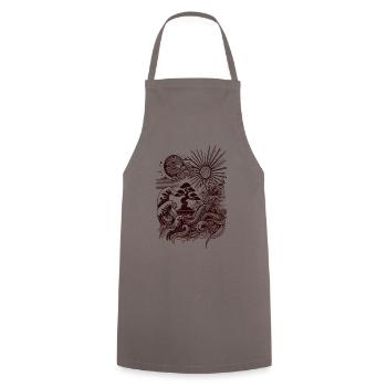 "Art Bonsaï et Vagues - Élégance Naturelle" - Tablier de cuisine - gris - Devant - AI Model Male 185 dark (185cm)