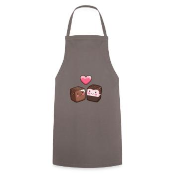 Schokolade Paar Liebe Herz Valentinstag - Kochschürze - Grau - Vorne - AI Model Male 185 dark (185cm)