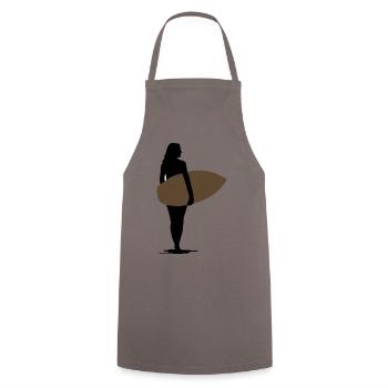 Fille surfeur silhouette vague surf motif de surfergirl - Tablier de cuisine - gris - Devant - AI Model Male 185 dark (185cm)