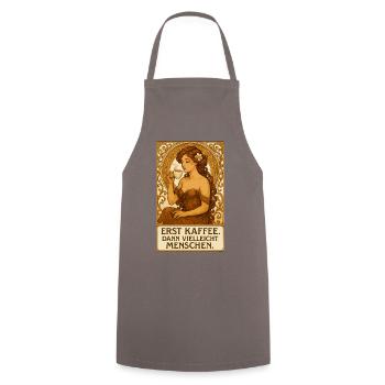 D’abord le café, puis les gens disant de l’Art nouveau - Tablier de cuisine - gris - Devant - AI Model Male 185 dark (185cm)