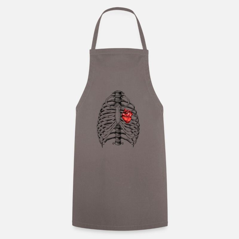 Anatomie Skelett Brustkorb mit Herz - Kochschürze - Grau