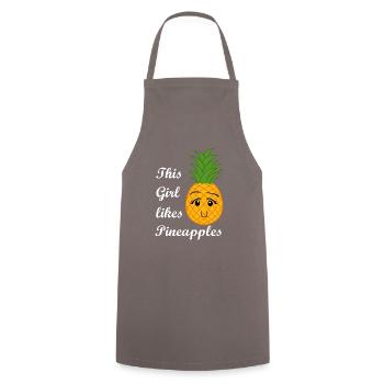 Une fille aime les fruits exotiques, les ananas, - Tablier de cuisine - gris - Devant - AI Model Male 185 dark (185cm)