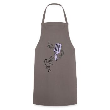 Musique, clef avec microphone rétro - Tablier de cuisine - gris - Devant - AI Model Male 185 dark (185cm)