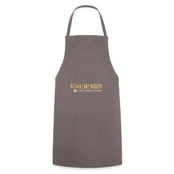 stadt mensch kind stolz drauf spruch geschenk idee - Kochschürze - Grau - Vorne - AI Model Male 185 dark (185cm)