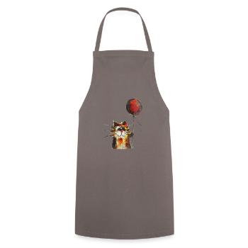 Chat mignon avec ballon - Tablier de cuisine - gris - Devant - AI Model Male 185 dark (185cm)