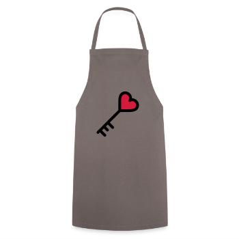 la clé du coeur de la Saint Valentin - Tablier de cuisine - gris - Devant - AI Model Male 185 dark (185cm)