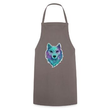 Wolf Kopf Wolfhead Zeichnung Kunst Illustration - Kochschürze - Grau - Vorne - AI Model Male 185 dark (185cm)