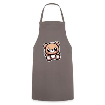 Cute Kawaii Teddy Bear 1 - Cooking Apron - grey - Front - AI Model Male 185 dark (185cm)