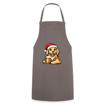 Golden Retriever Hund Bier Xmas Weihnachten - Kochschürze - Grau - Vorne - AI Model Male 185 dark (185cm)