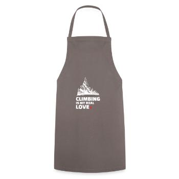 I love climbing for all mountain lovers - Cooking Apron - grey - Front - AI Model Male 185 dark (185cm)