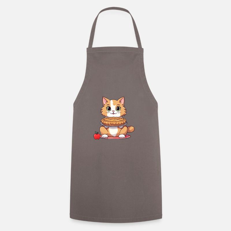 Apple pie with Angora cat - Cooking Apron - grey