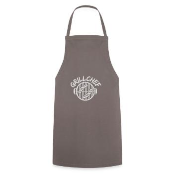 GRILL KOCH CHEF SPRUCH GESCHENK IDEE - Kochschürze - Grau - Vorne - AI Model Male 185 dark (185cm)
