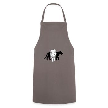 Lion avec silhouette de lionne - Tablier de cuisine - gris - Devant - AI Model Male 185 dark (185cm)