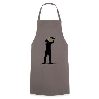 Trinker Bier - Kochschürze - Grau - Vorne - AI Model Male 185 dark (185cm)