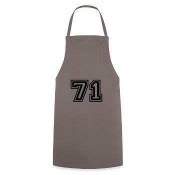 71 Numéro de numéro - Tablier de cuisine - gris - Devant - AI Model Male 185 dark (185cm)