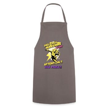 -Dieu créa ma femme et dit : Attention elle parle - Tablier de cuisine - gris - Devant - AI Model Male 185 dark (185cm)