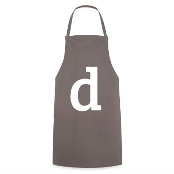 Buchstabe d "d" weiß - Kochschürze - Grau - Vorne - AI Model Male 185 dark (185cm)