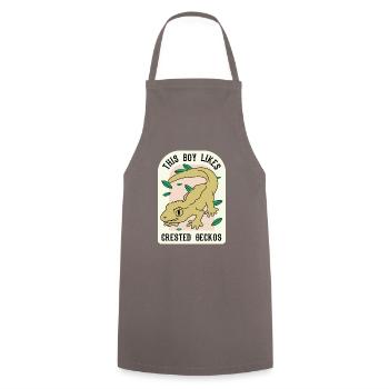 Un garçon aime les geckos huppés, la faune, les - Tablier de cuisine - gris - Devant - AI Model Male 185 dark (185cm)