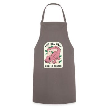 Girl Likes Geckos Cute Lizard Exotic Animal - Cooking Apron - grey - Front - AI Model Male 185 dark (185cm)