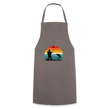 Sunset Fishing Band Rétro Pêche Vintage - Tablier de cuisine - gris - Devant - AI Model Male 185 dark (185cm)