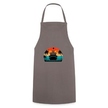 Retro Sunset Boat - Tablier de cuisine - gris - Devant - AI Model Male 185 dark (185cm)