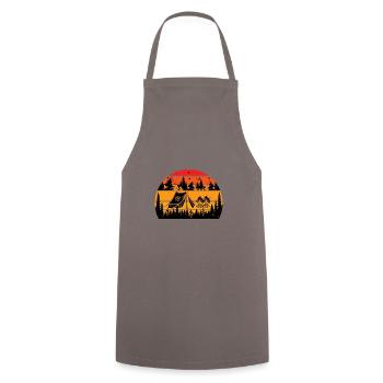 Camping Vintage Sunset Retro - Cooking Apron - grey - Front - AI Model Male 185 dark (185cm)