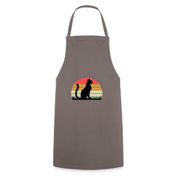 Retro Cat Sunset Cats Vintage - Kochschürze - Grau - Vorne - AI Model Male 185 dark (185cm)