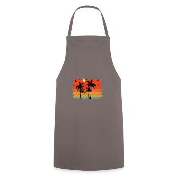 Sunset beach summer gift beach retro - Cooking Apron - grey - Front - AI Model Male 185 dark (185cm)
