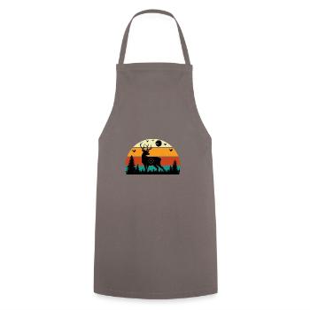 Retro Sunset Hirsch Lustige Jagd Humor - Kochschürze - Grau - Vorne - AI Model Male 185 dark (185cm)