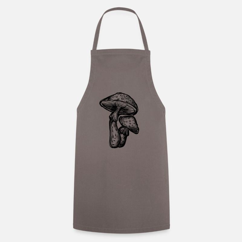 Toadstools Illustration - Cooking Apron - grey