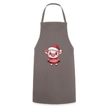 Pig Christmas Comic - Cooking Apron - grey - Front - AI Model Male 185 dark (185cm)